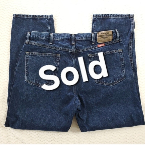 Wrangler Regular Fit Straight Leg Mens 38x30 Denim Bluejeans Dark Wash 100% Cott - Picture 1 of 11